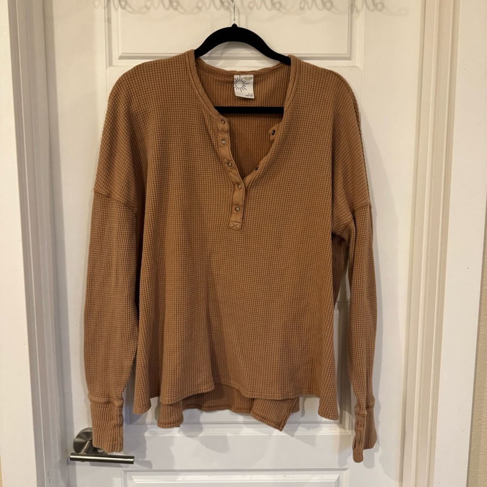 Aerie Dusty Orange Waffle Henley